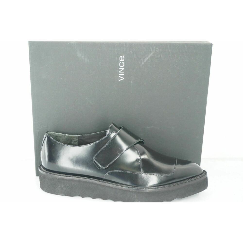 Vince Black Leather Arden Monk Strap Creeper Loafer Size 6.5 NIB